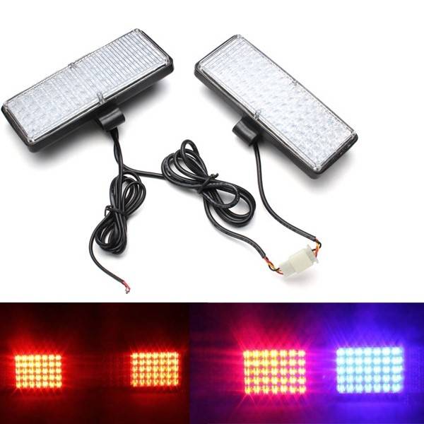 Pair LED Car Strobe Light Grille Flashing Escorting Lights Warning Light