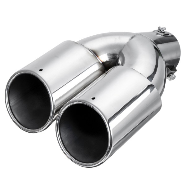 Universal 63mm Car Inlet Dual Exhaust Pipe Trim Tip Tail Muffler Stainless Steel