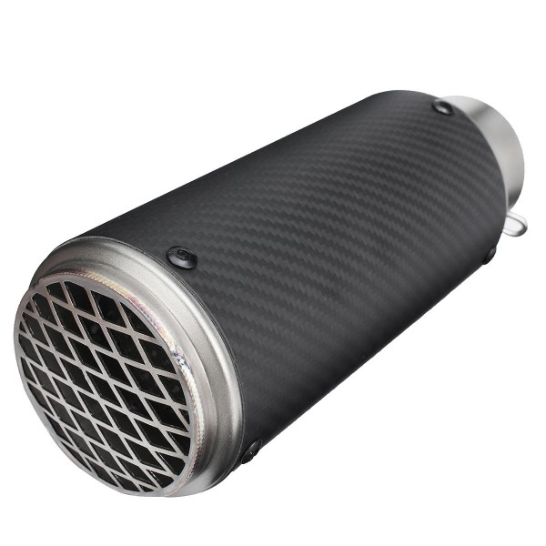 38-62mm Carbon Motorcycle Universal Exhaust Muffler Pipe Stainless Steel w/ Mesh