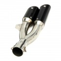 Universal 38-51mm Dual Exhaust Muffler Pipe Stainless Motorcycle Street Bike