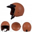 PU Vintage Open Face Retro Motorcycle Helmet Lens Removable Sun Protection