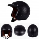 PU Vintage Open Face Retro Motorcycle Helmet Lens Removable Sun Protection