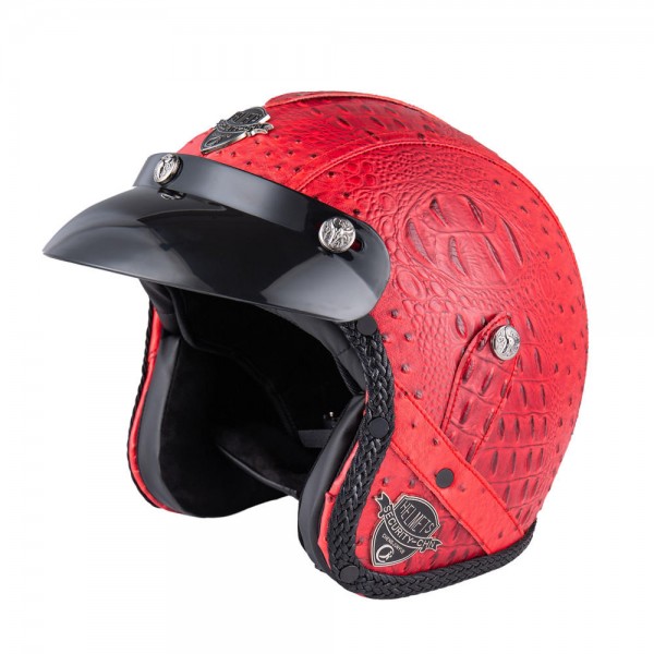 Retro Chopper Motocross Motorcycle PU Leather Half Face Helmet