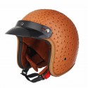 Open Face 3/4 Motorcycle Helmet Retro Vintage PU Leather Adult Black Brown