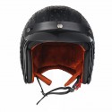 Open Face 3/4 Motorcycle Helmet Retro Vintage PU Leather Adult Black Brown