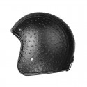 Open Face 3/4 Motorcycle Helmet Retro Vintage PU Leather Adult Black Brown