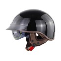 SM202 Vintage Retro Half Face Motorcycle Helmet Electric Scooter Riding Cruise Safety Helmets With Inner Sun Visor Solid Color