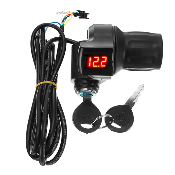 DC 12V-84V Throttle Twist Handlebar LCD Digital Meter W/ Keys For Electric Motorcycle Scooter