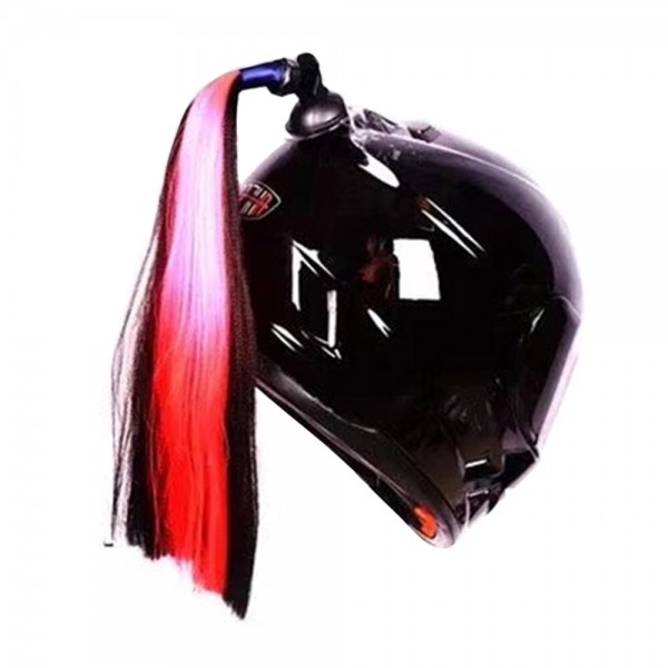 Punk Style Helmet Braids Motorcycle Bike Gradient Ramp Sucker Removable Pigtail Ponytail