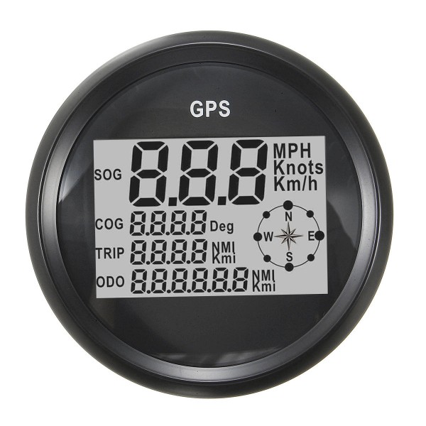 GPS Speedometer Waterproof Digital Odometer Gauge Black For Vehicle