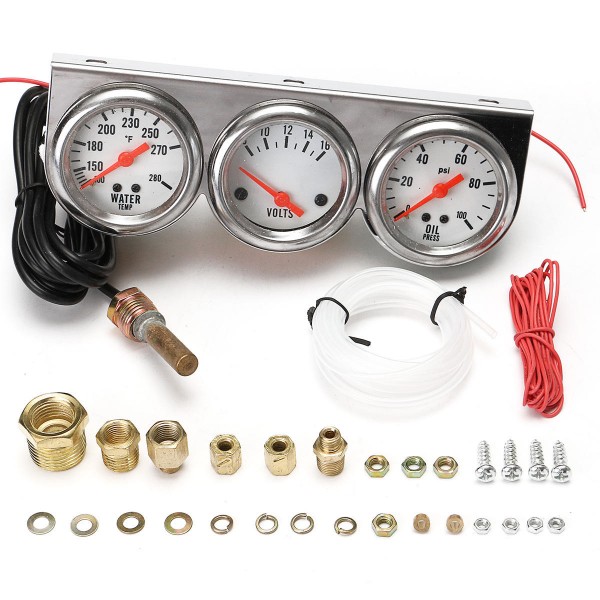 Universal 2.27inch Gauge Water Temp VOLTAGE Volt Oil Pressure Complete SET W/ Panel