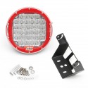 32LED 9 Inch Red Round Work Lamp Light Flood Cover For Car Offroad SUV 4WD