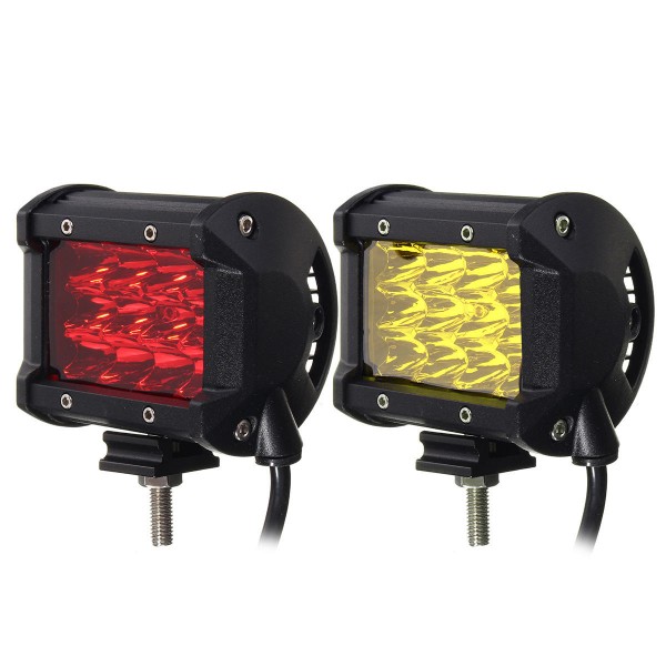 4Inch 12LED 24W Car Truck Off-road LED Work Light Bar Driving Fog Flood Beam Lamp Red Yellow