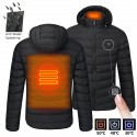 Mens USB Heated Warm Back Cervical Spine Hooded Winter Jacket Motorcycle Skiing Riding Coat Women