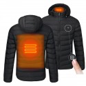 Mens USB Heated Warm Back Cervical Spine Hooded Winter Jacket Motorcycle Skiing Riding Coat Women