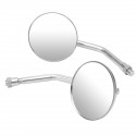 Chrome Round Classic Retro Motorcycle Rear View Mirror For Harley Thruxton Bonneville