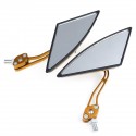 Pair Universal Motorcycle Aluminum Rod Rearview Side Mirrors Triangle