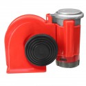 24V 300dB Red Dual Tone Electric Pump Air Loud Horn Snail Compact For Car Truck Motorcycle