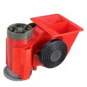 24V 300dB Red Dual Tone Electric Pump Air Loud Horn Snail Compact For Car Truck Motorcycle