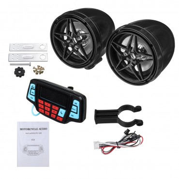 3inch BT Motorcycle Audio System USB SD FM Radio MP3 Speakers 12V