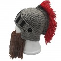 Mens Winter Crochet Knit Beanie Hats Roman Knight Helmet Face Mask Ski Cap Party