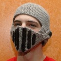 Mens Winter Crochet Knit Beanie Hats Roman Knight Helmet Face Mask Ski Cap Party