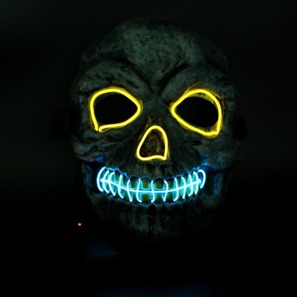 Two-color Glowing LED Illuminated Mask Scary Halloween Costume Party Props Cosplay Mask For Festival