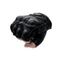 Motorcycle Half Finger Leather Riding Gloves Breathable Off-Road Racing Sport Black Fingerless Gloves