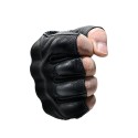 Motorcycle Half Finger Leather Riding Gloves Breathable Off-Road Racing Sport Black Fingerless Gloves