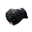 Motorcycle Riding Half Finger Gloves Breathable Leather Off-Road Racing Sport Fingerless With Holes