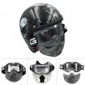 Detachable Modular Mask Shield Goggles Full Face Protect For Motorcycle Helmet Silver Clear