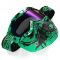 Motorcycle Helmet Detachable Modular Mask Shield Goggles Full Face Protect Clear/Light Green Lens