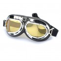 Motorcycle Scooter Helmet Goggles Silver Frame Pilot Style