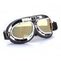 Motorcycle Scooter Helmet Goggles Silver Frame Pilot Style