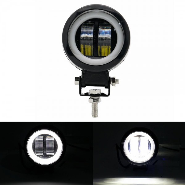 3inch 12/24V 6500K 20W Round LED Work Light With White Angel Eyes Lights Spot Fog light For Car Boat Motorcycle