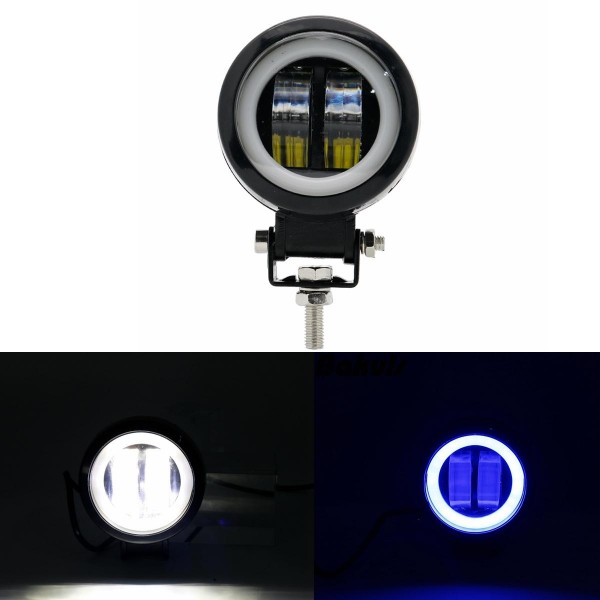 3inch 12/24V 6500K 20W Round LED Work Light Blue+White With Angel Eyes Lights Spot Fog light For Car Boat Motorcycle