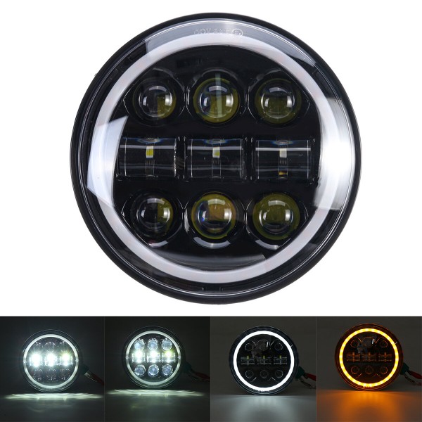 5-3/4inch 5.75inch Motorcycle Projector LED Headlight Sealed Hi-Lo Beam Halo Ring Lamp