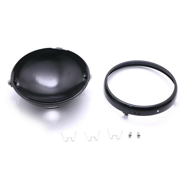 7 inch Motorcycle Headlight Housing Black Aluminum Headlamp Cover Shell Bowl Mounting