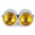 Black Twin Headlight Motorcycle Double Dual Lamp Street Fighter Dual Headlight