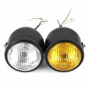 Black Twin Headlight Motorcycle Double Dual Lamp Street Fighter Dual Headlight