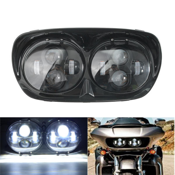 H4 3150lm Hi/Lo Beam Motorcycle Dual LED Headlight Assembly For Harley Road Glide