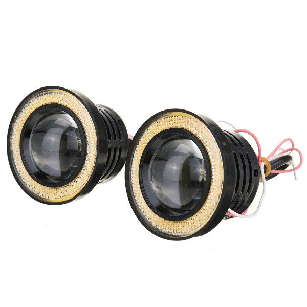 Pair 7 Colours Angel Eyes Halo Car Fog Lights Lamp Projector DRL COB LED Bulbs