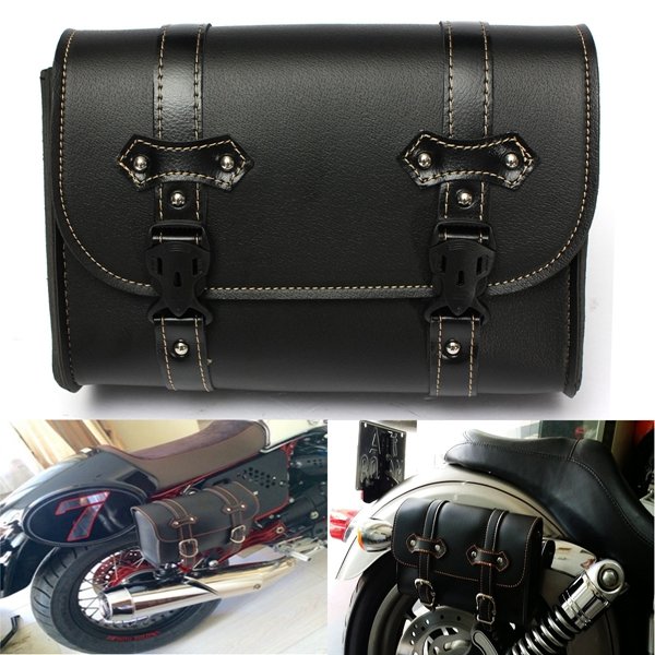 Motorcycle Saddle Leather Bag Storage Tool Pouch