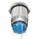 12V 19mm 5 Pin Silver Cab Lock Metal Push Button Switch LED Light Momentary