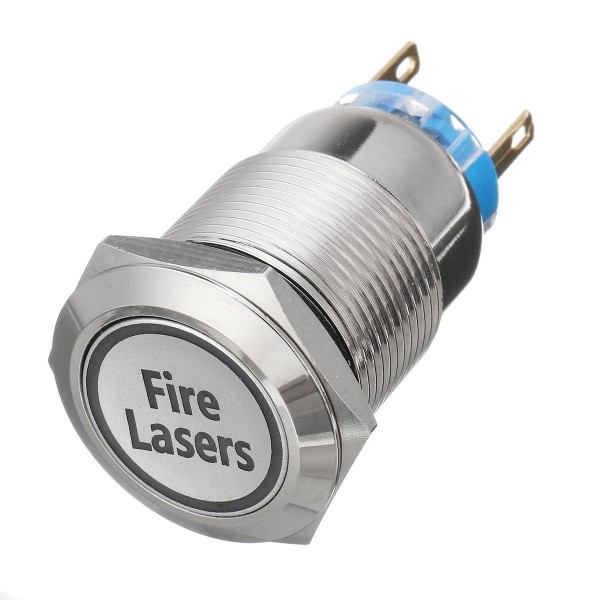 12V 19mm 5 Pin Silver Fire Lasers Metal Push Button Switch LED Light Momentary