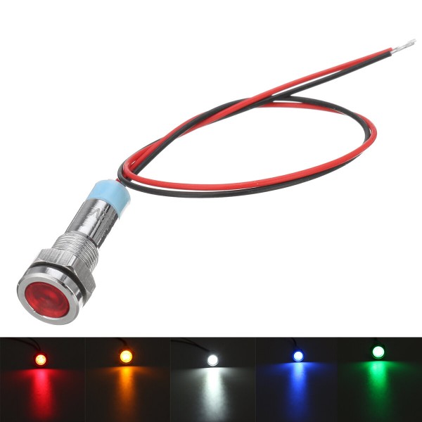 12V 6mm LED Indicator Light Pilot Dash Lamp Motorccyle Car Truck Boat Metal