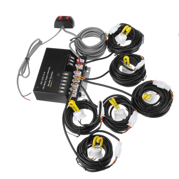 12V HID Bulbs Hide Away Emergency Hazard Warning Flash Strobe Light System Kit