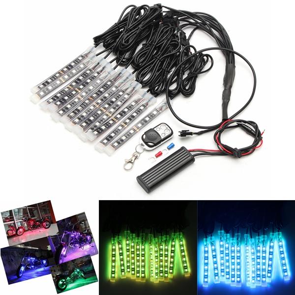 12x LED Remote Wireless Neon Light Strips Kit For Car Truck Lorry Boat Motor Bike