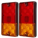 2PCS 10 LED Red Amber Tail Lights Brake Turn Signal Light for Trailer Truck Caravan