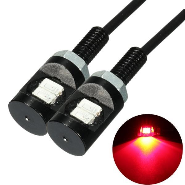 2pcs DC 12V LED License Plate Light Screw Bolt Eagle Eye Lamp For Motorcycle Car Red